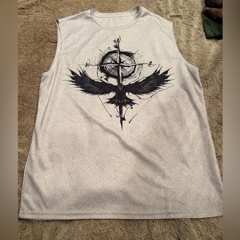 Men's White Graphic Sleeveless Shirt